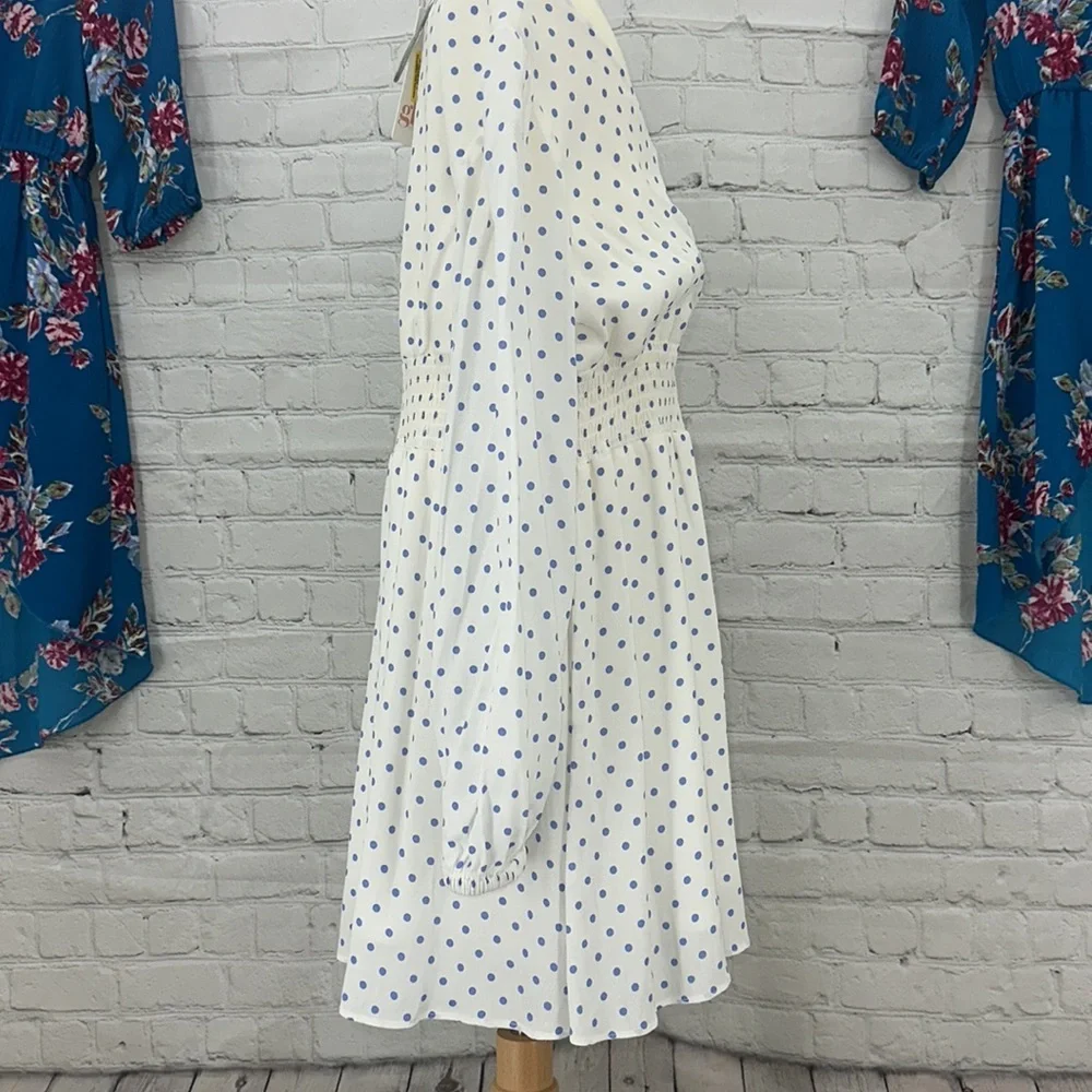 GB Girls BlueIvy polka dot long‎ sleeve chiffon dress double lined girls m 8/10